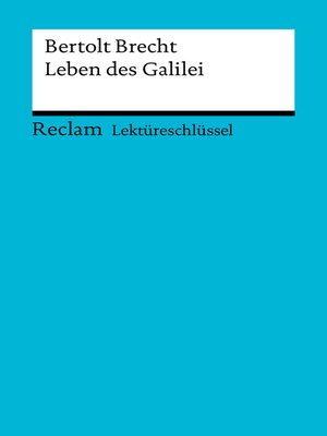 cover image of Lektüreschlüssel. Bertolt Brecht